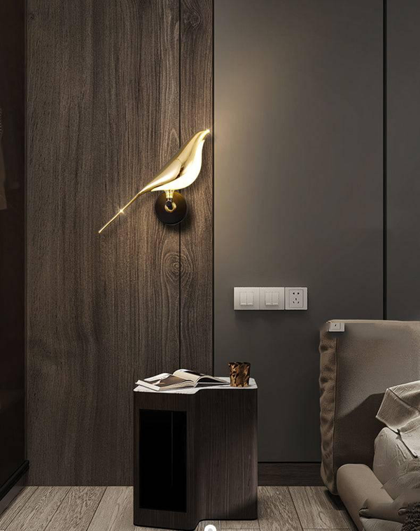 Led Bird Modern Gold Black Metal Wall Light